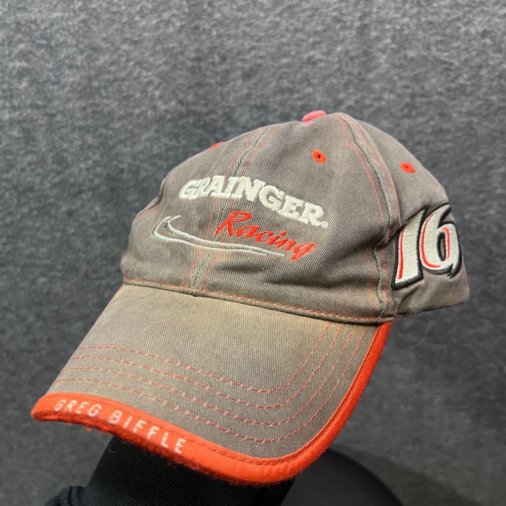 Greg Biffle Grainger‎ Racing NASCAR Hat Roush Racing 16 Grey Orange Adjustable